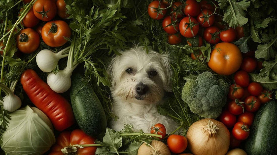 Dog with Vegetables