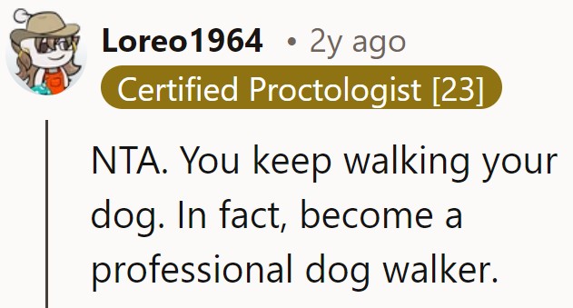 Comment stating the neighbor can't legally do anything to stop the OP.